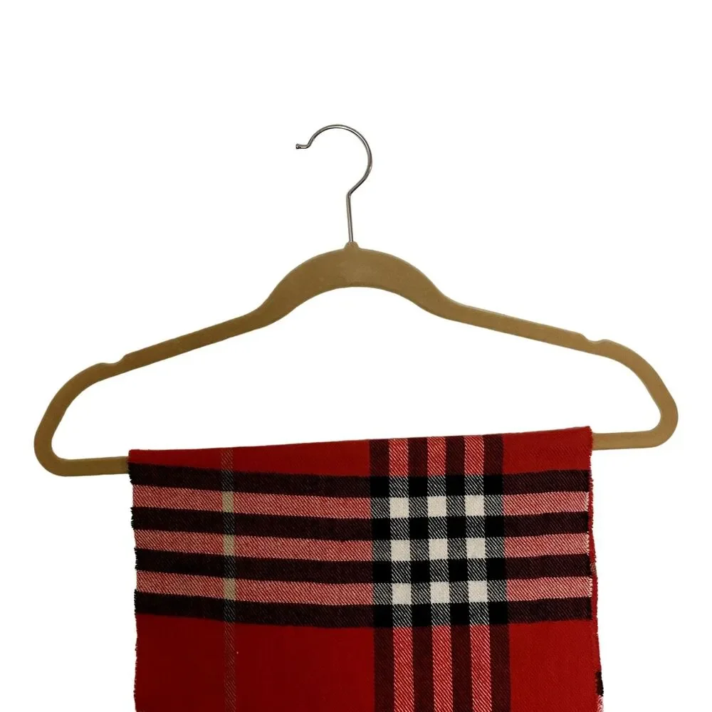 #7971 Royal Tartan Red striped very soft scarf maybe cashmere